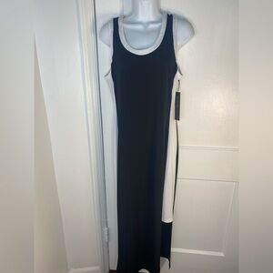 Marc New York Black and White Maxi Side Cut Dress